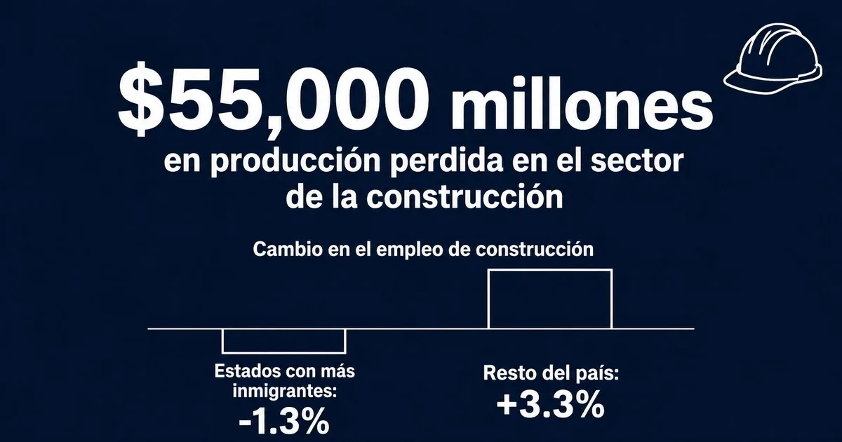 $55,000 millones en producción perdida en el sector de la construcción — estados con más inmigrantes: -1.3%, resto del país: +3.3%