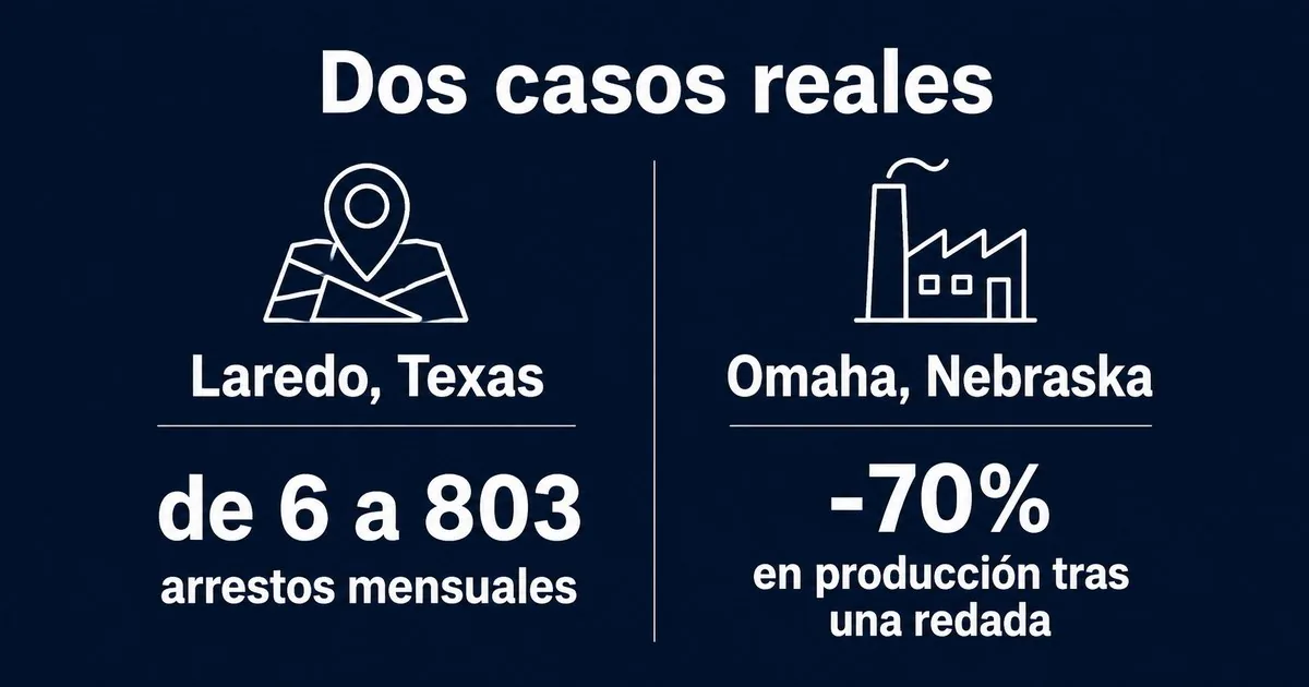 Dos casos reales: Laredo, Texas (de 6 a 803 arrestos mensuales) y Omaha, Nebraska (-70% en producción tras una redada)